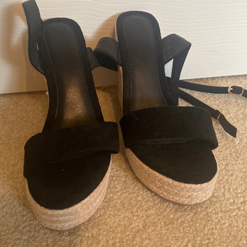 Bamboo wedge heels